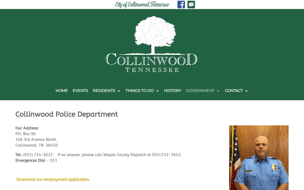 Collinwood Police Department contact and arrest record routing