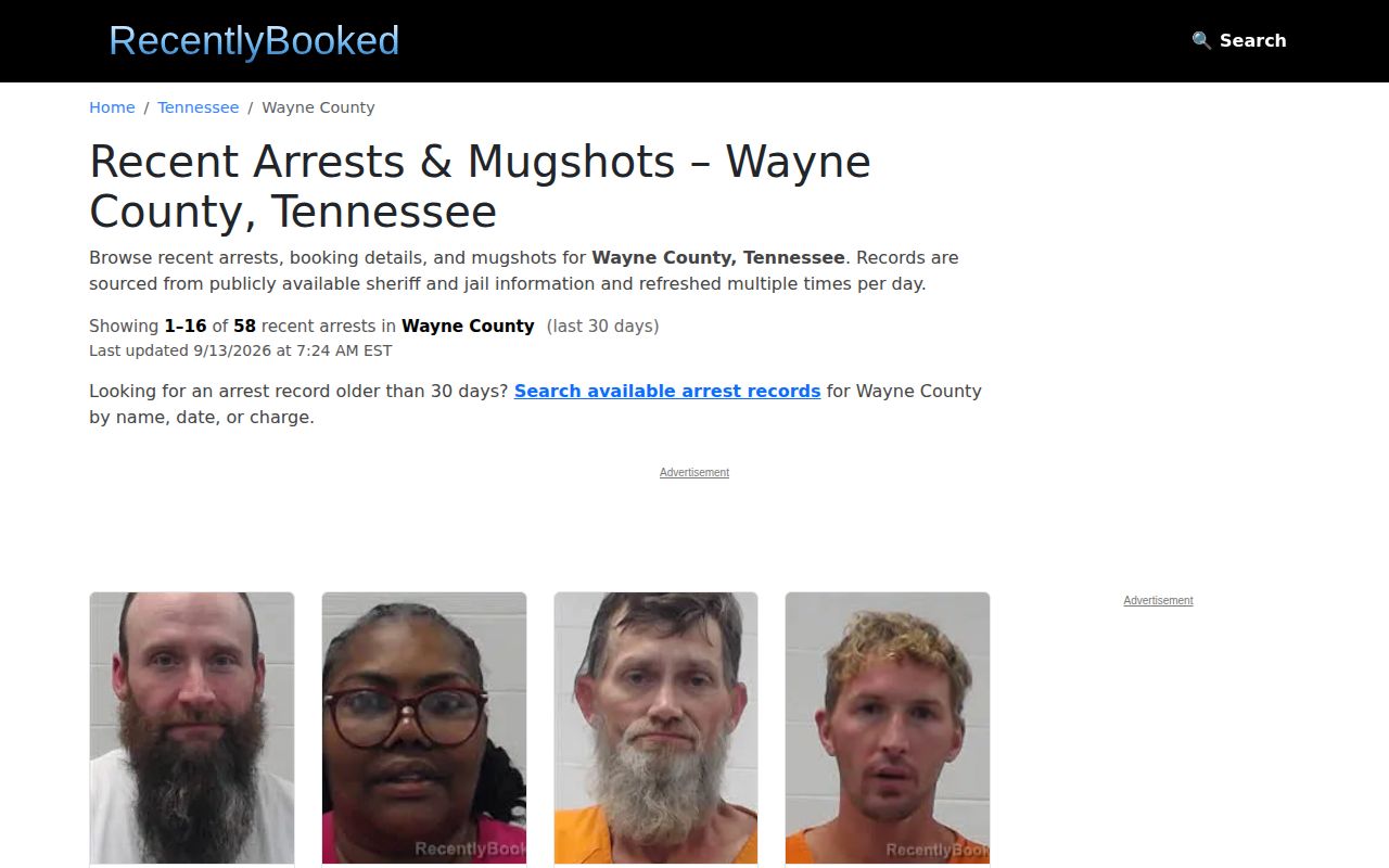 Unofficial Wayne County multi-day arrest archive interface