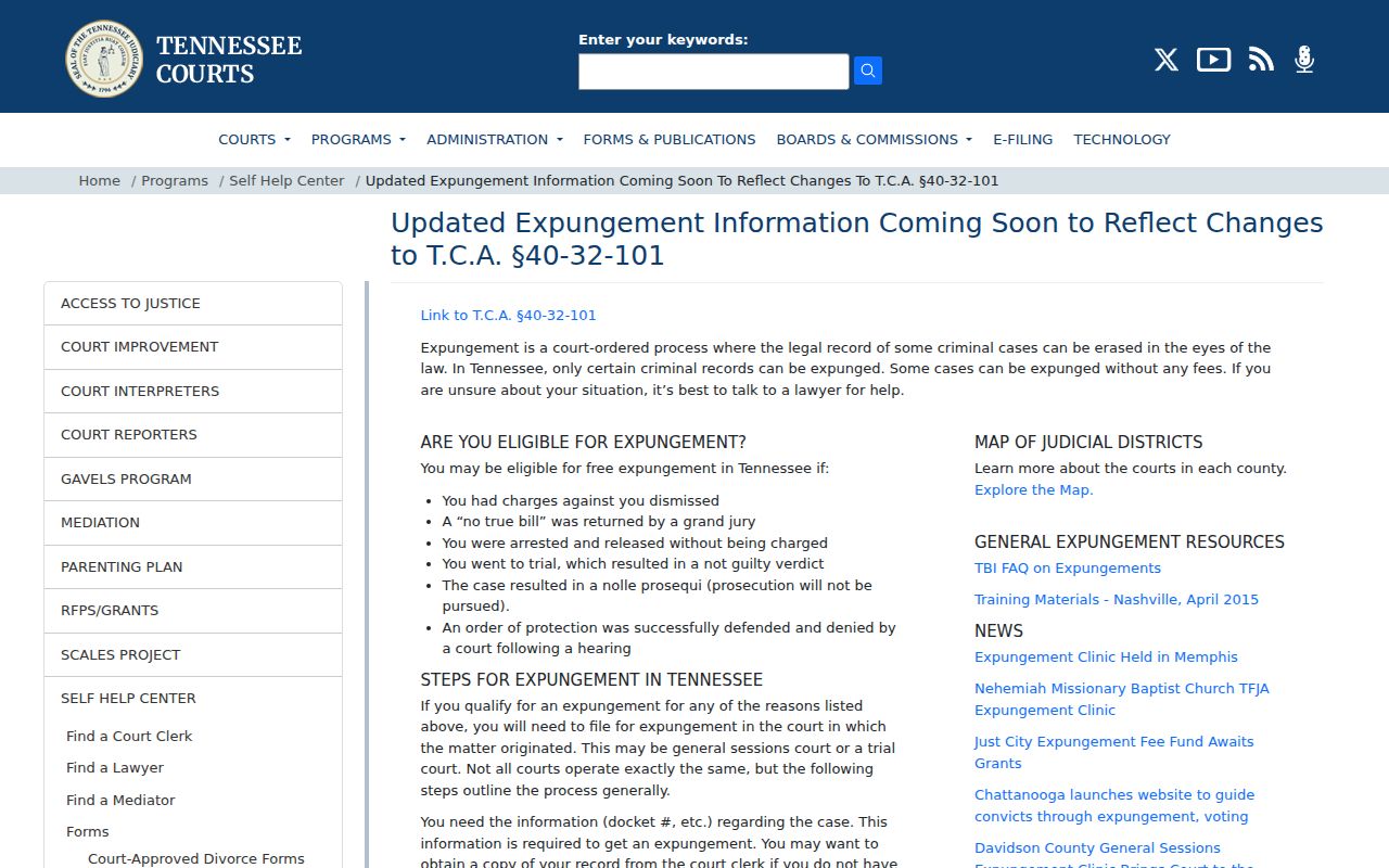 Tennessee expungement guidance for Wayne County arrest records