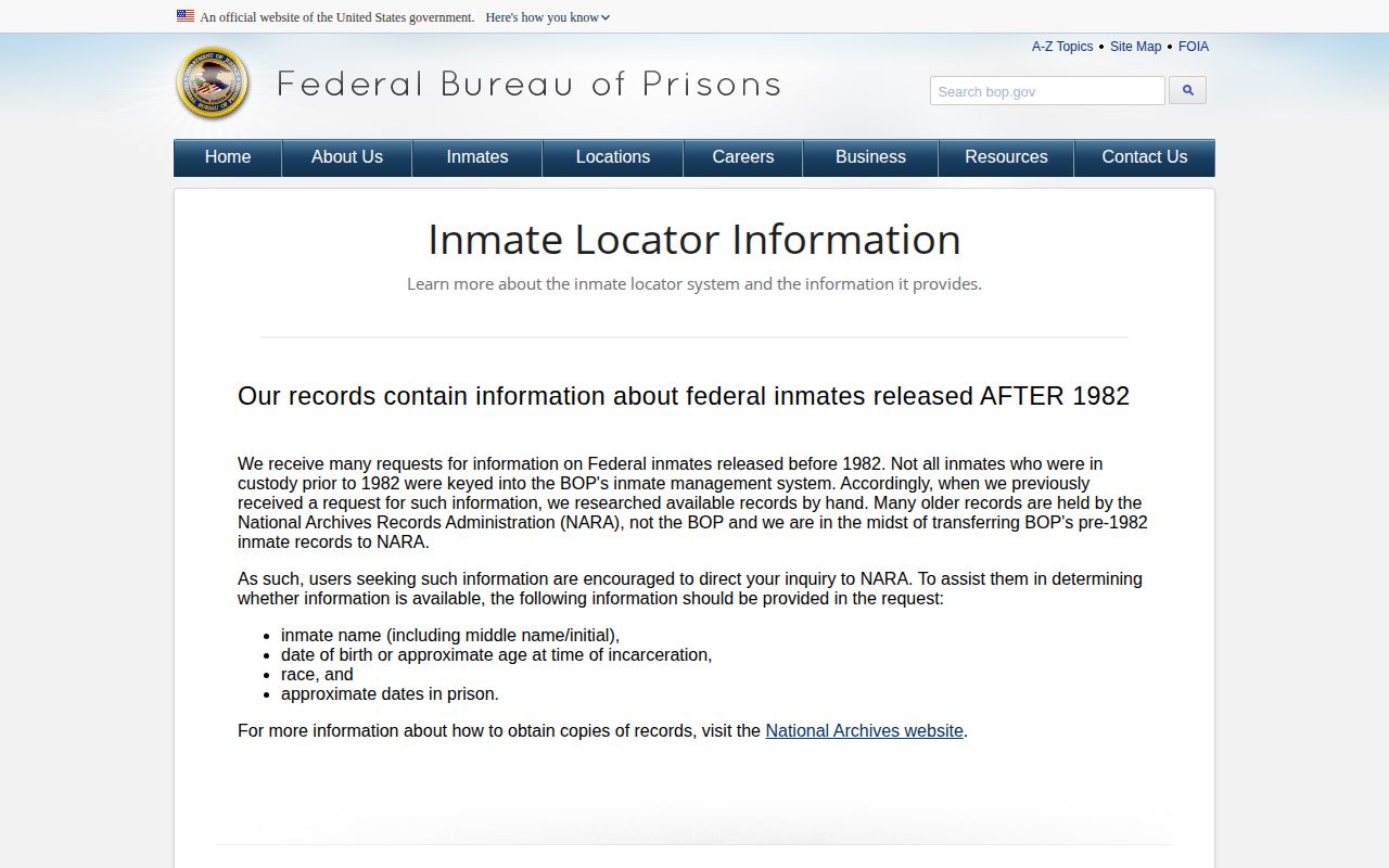 Federal custody scope compared with Wayne County VINELink records